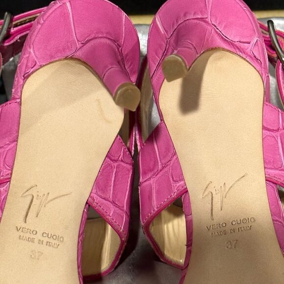Giuseppe Zanotti coline croc embroidered Leather sandals in ficus size 7 - Picture 8 of 14